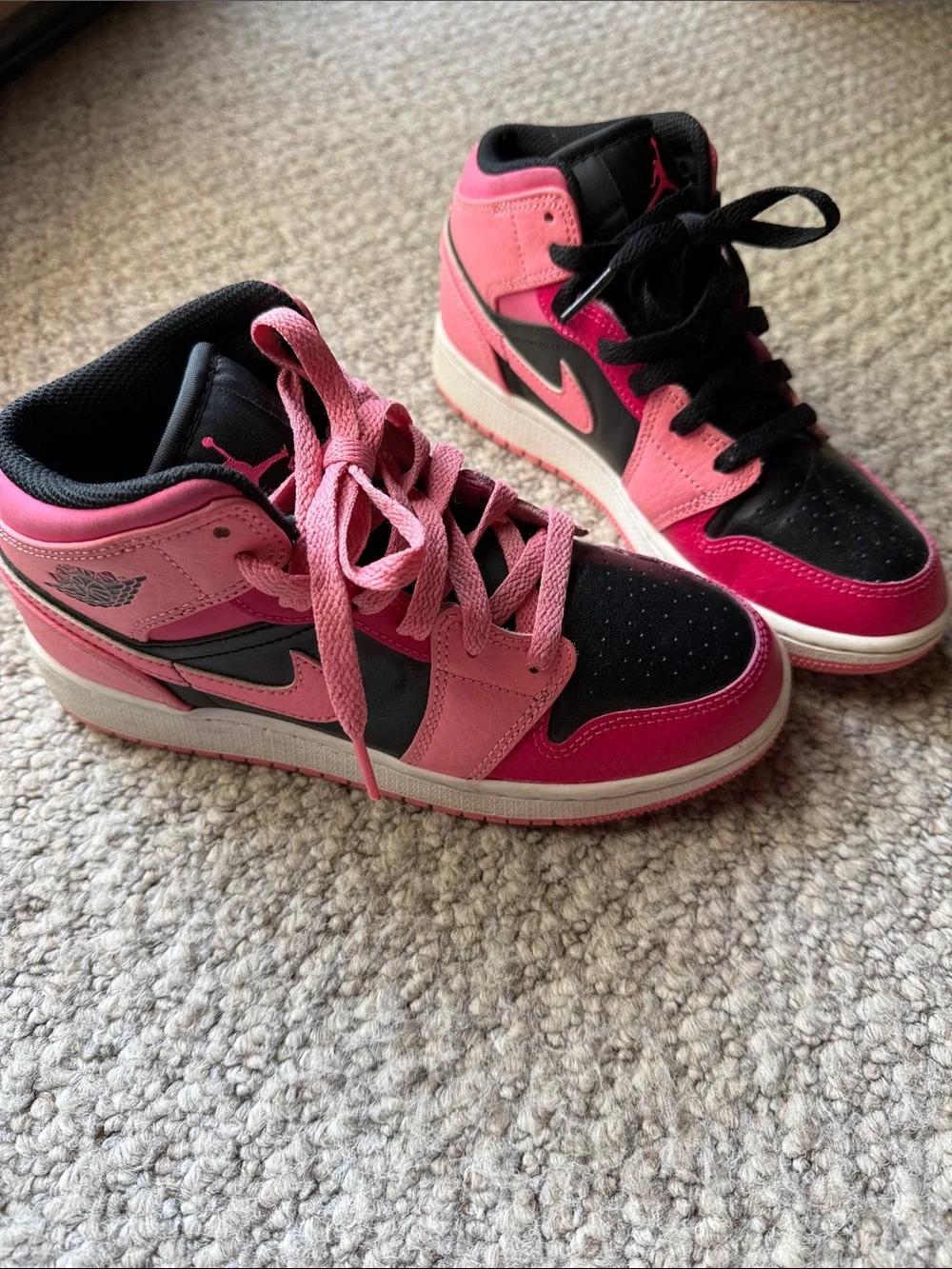 Jordan Kids' High-Top Sneakers in Pink and Black